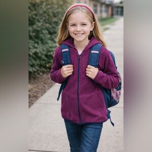 Zella Girl beautiful Burgundy zip fleece Jacket size L